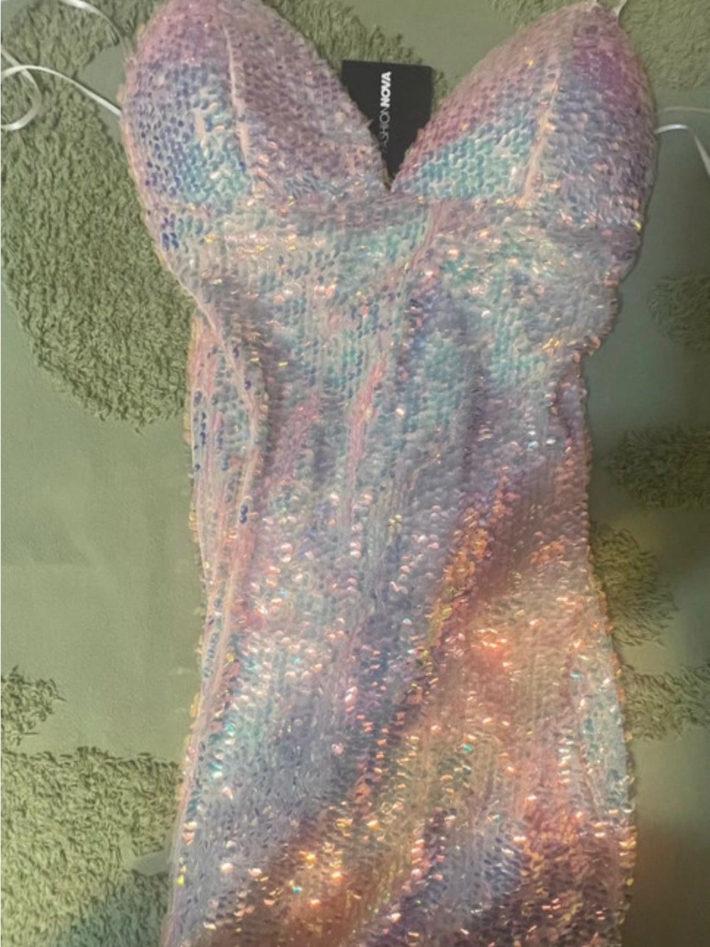 Fashion Nova Pastel Iridescent Sequin Corset Camisole